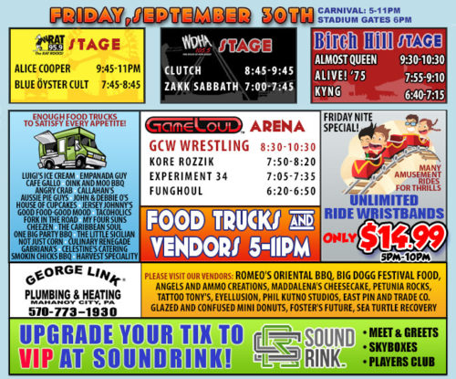 Rock Carnival Friday Schedule