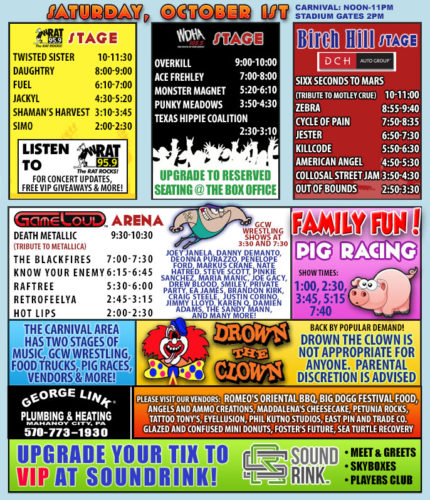 Rock Carnival Saturday Schedule