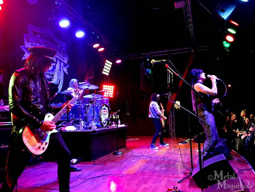 L.A. Guns (Left to right: Michael Grant, Johnny Martin, Shane Fitzgibbon, Tracii Guns, Phil Lewis)